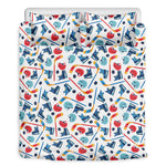 Hockey Equipment Pattern Print Duvet Cover Bedding Set