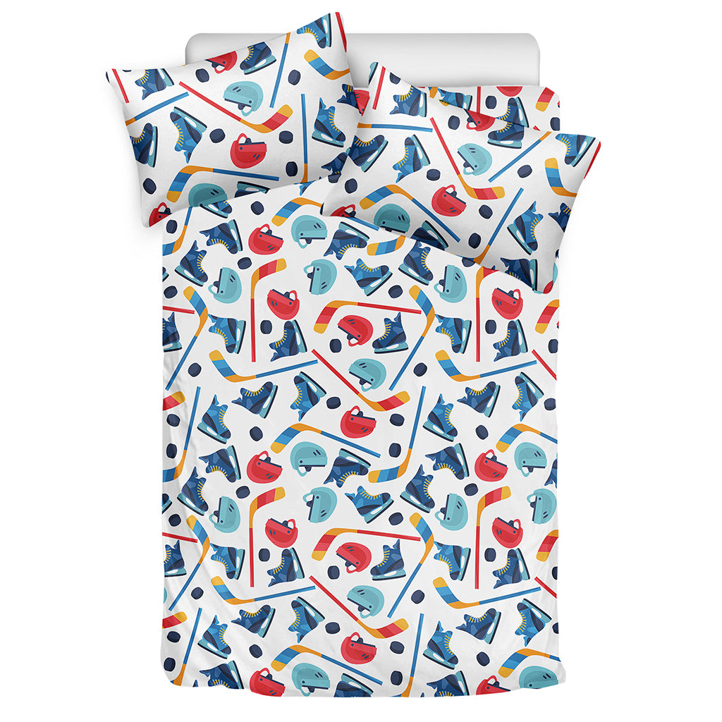 Hockey Equipment Pattern Print Duvet Cover Bedding Set
