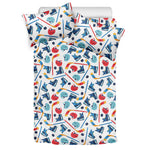 Hockey Equipment Pattern Print Duvet Cover Bedding Set