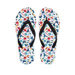 Hockey Equipment Pattern Print Flip Flops