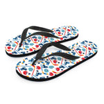 Hockey Equipment Pattern Print Flip Flops