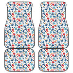 Hockey Equipment Pattern Print Front and Back Car Floor Mats