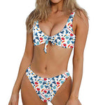 Hockey Equipment Pattern Print Front Bow Tie Bikini