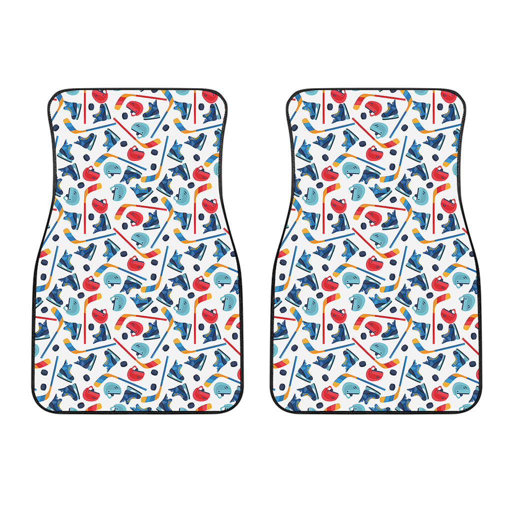 Hockey Equipment Pattern Print Front Car Floor Mats