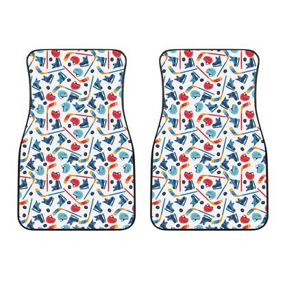 Hockey Equipment Pattern Print Front Car Floor Mats