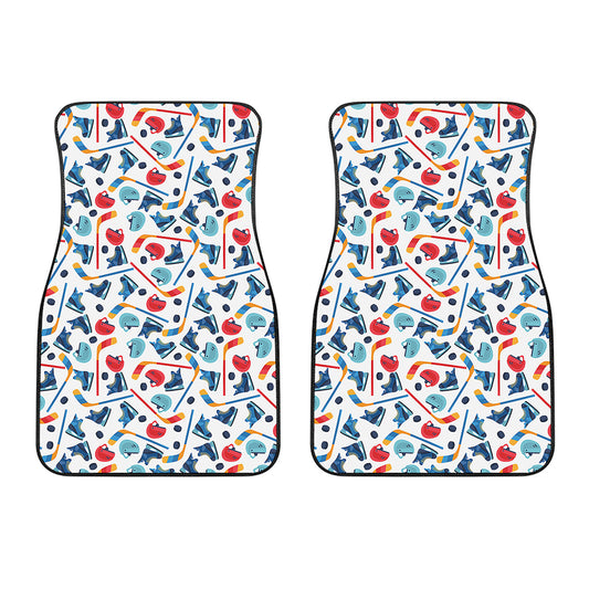 Hockey Equipment Pattern Print Front Car Floor Mats