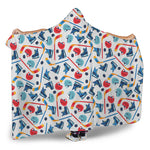 Hockey Equipment Pattern Print Hooded Blanket