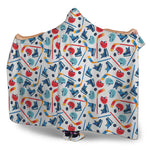 Hockey Equipment Pattern Print Hooded Blanket