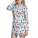 Hockey Equipment Pattern Print Hoodie Dress
