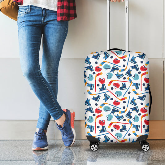 Hockey Equipment Pattern Print Luggage Cover