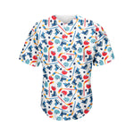 Hockey Equipment Pattern Print Men's Baseball Jersey