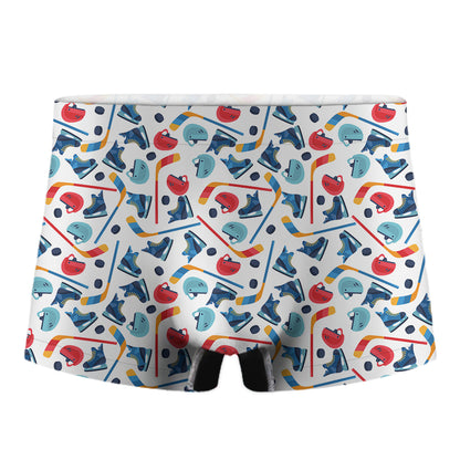 Hockey Equipment Pattern Print Men's Boxer Briefs