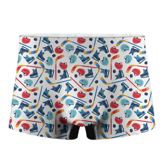 Hockey Equipment Pattern Print Men's Boxer Briefs