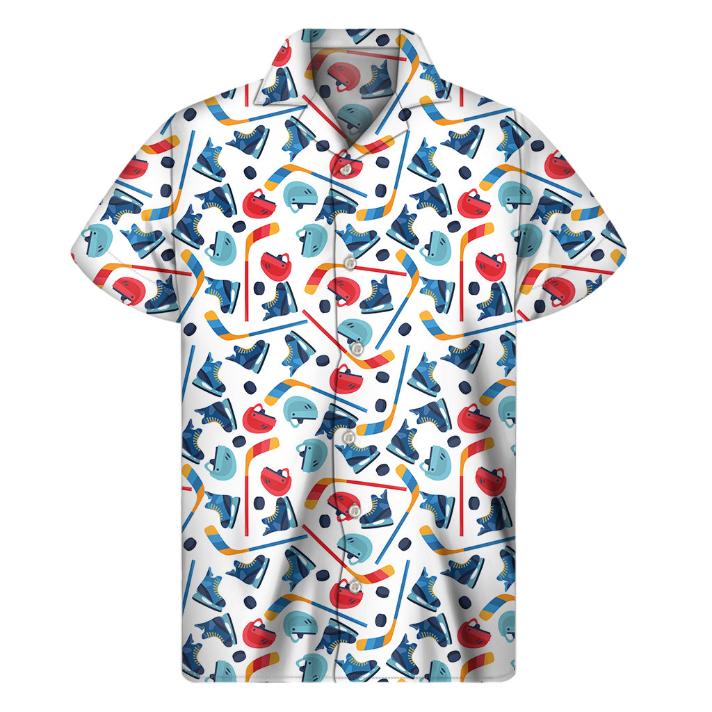 Hockey Equipment Pattern Print Men's Short Sleeve Shirt