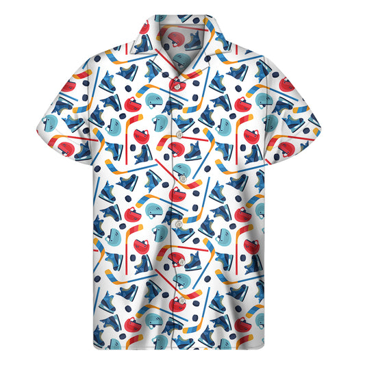 Hockey Equipment Pattern Print Men's Short Sleeve Shirt