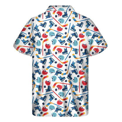 Hockey Equipment Pattern Print Men's Short Sleeve Shirt