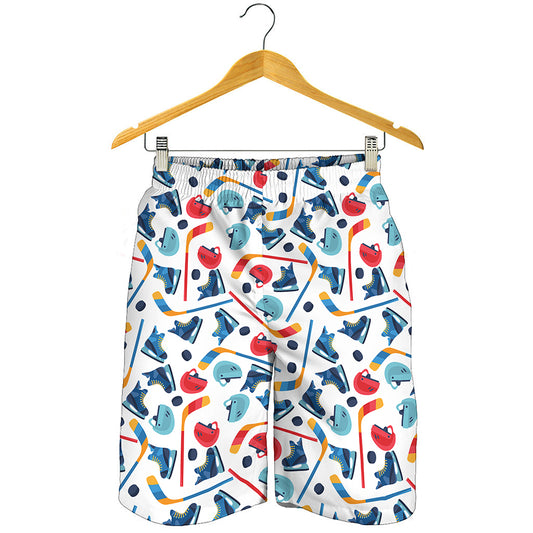 Hockey Equipment Pattern Print Men's Shorts