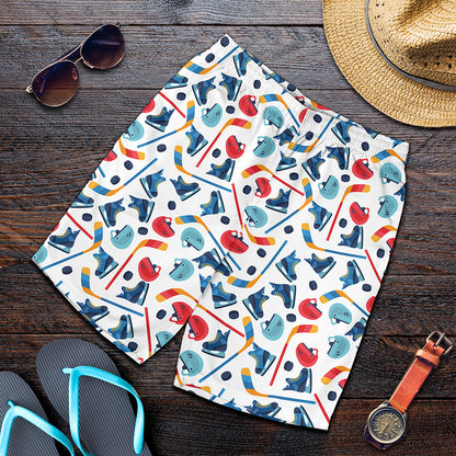Hockey Equipment Pattern Print Men's Shorts