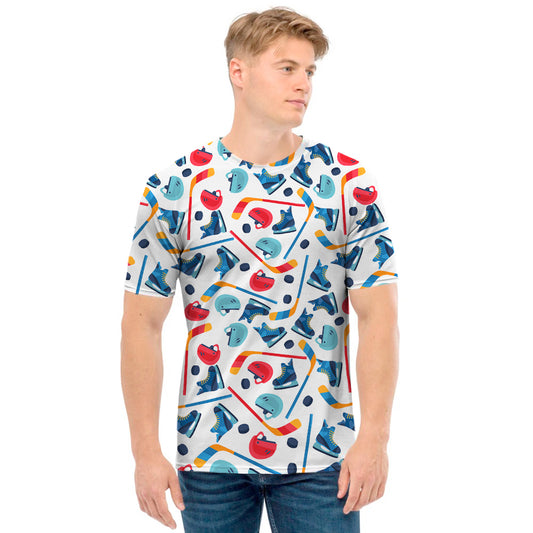Hockey Equipment Pattern Print Men's T-Shirt