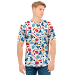 Hockey Equipment Pattern Print Men's T-Shirt
