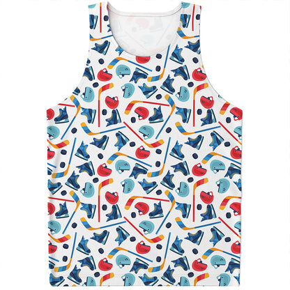 Hockey Equipment Pattern Print Men's Tank Top