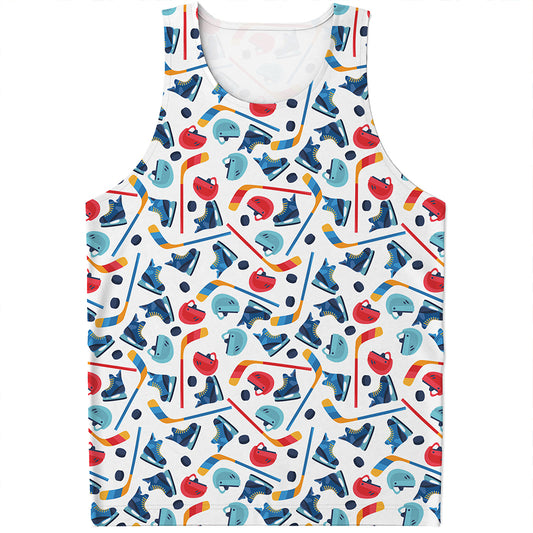 Hockey Equipment Pattern Print Men's Tank Top