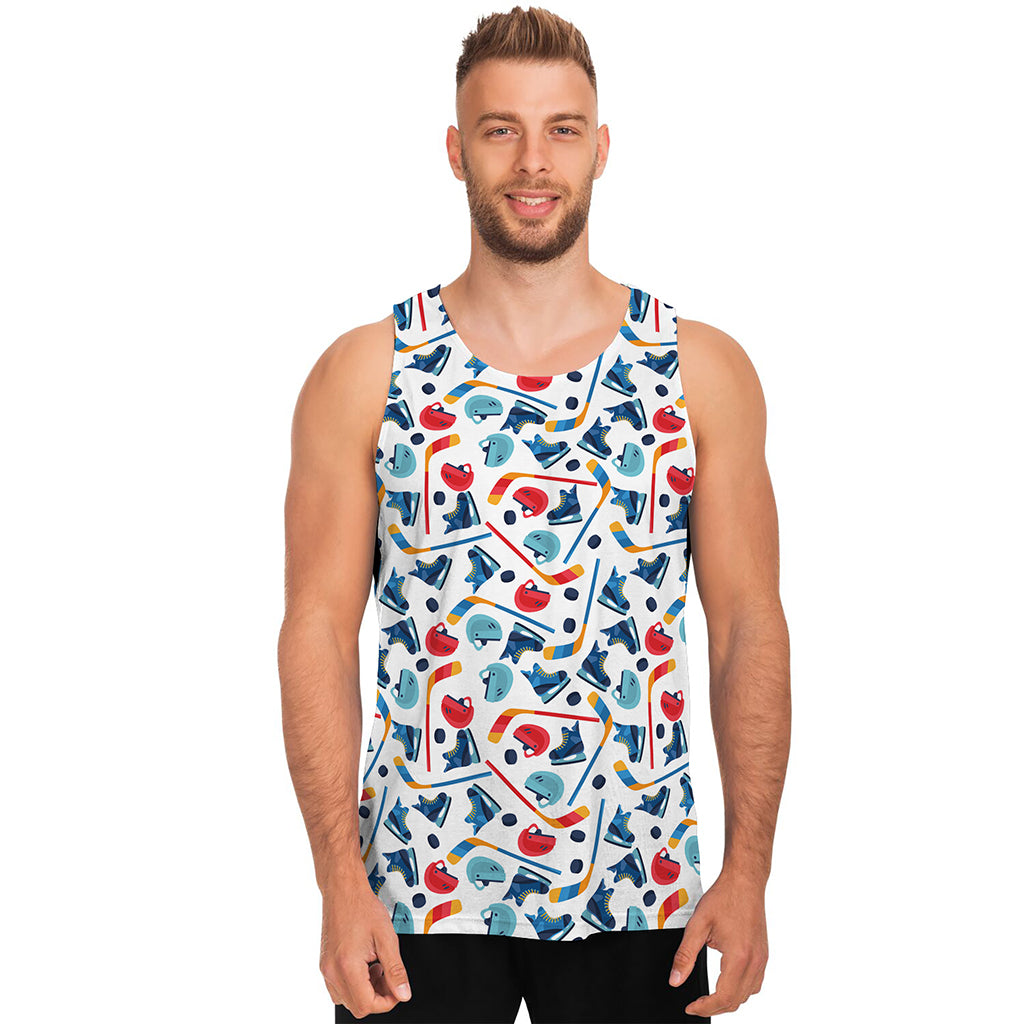Hockey Equipment Pattern Print Men's Tank Top