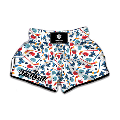 Hockey Equipment Pattern Print Muay Thai Boxing Shorts