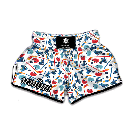 Hockey Equipment Pattern Print Muay Thai Boxing Shorts