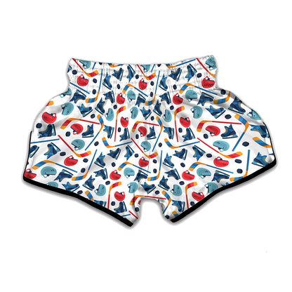 Hockey Equipment Pattern Print Muay Thai Boxing Shorts