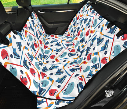 Hockey Equipment Pattern Print Pet Car Back Seat Cover