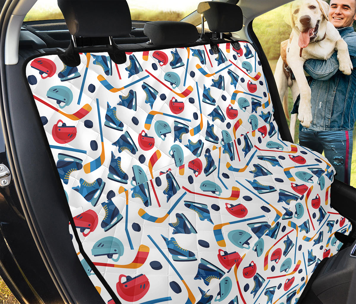 Hockey Equipment Pattern Print Pet Car Back Seat Cover