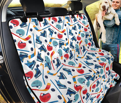 Hockey Equipment Pattern Print Pet Car Back Seat Cover