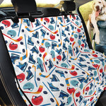 Hockey Equipment Pattern Print Pet Car Back Seat Cover