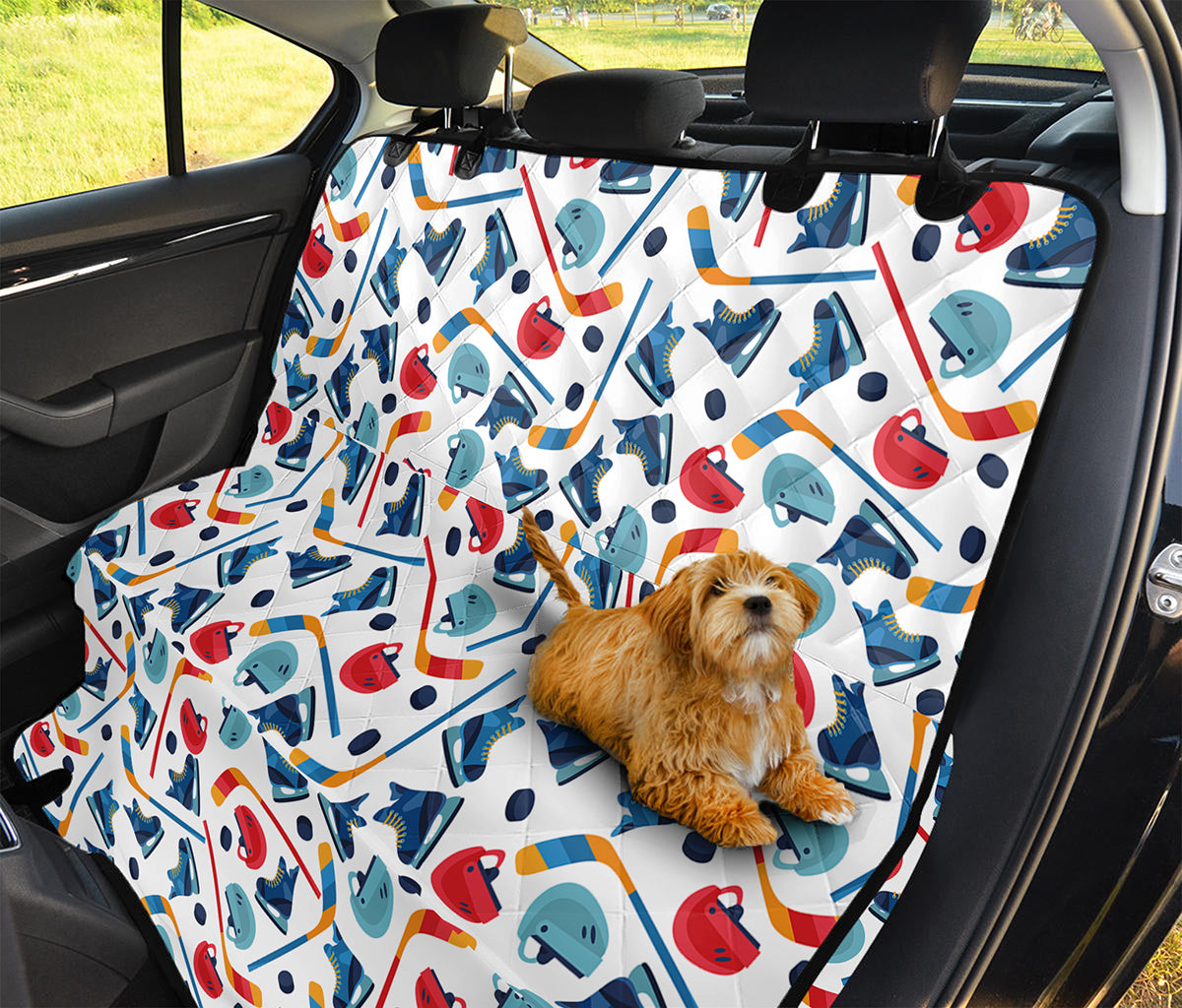 Hockey Equipment Pattern Print Pet Car Back Seat Cover