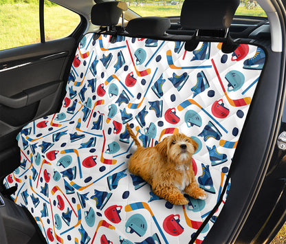 Hockey Equipment Pattern Print Pet Car Back Seat Cover