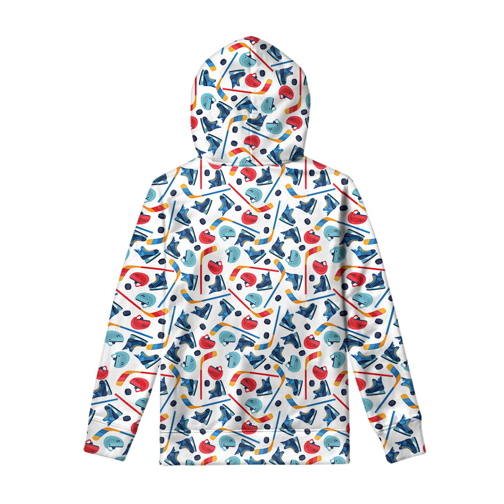 Hockey Equipment Pattern Print Pullover Hoodie