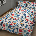 Hockey Equipment Pattern Print Quilt Bed Set