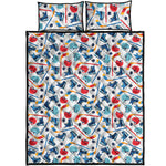 Hockey Equipment Pattern Print Quilt Bed Set