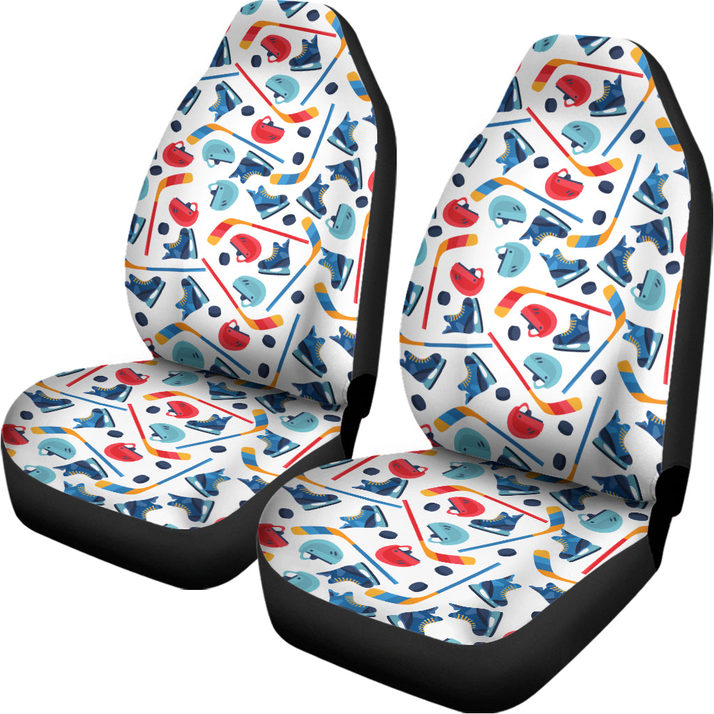 Hockey Equipment Pattern Print Universal Fit Car Seat Covers