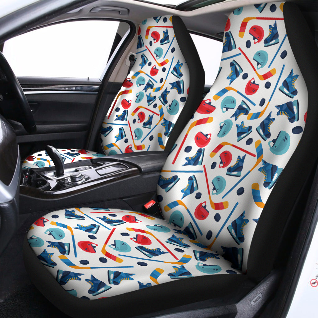 Hockey Equipment Pattern Print Universal Fit Car Seat Covers