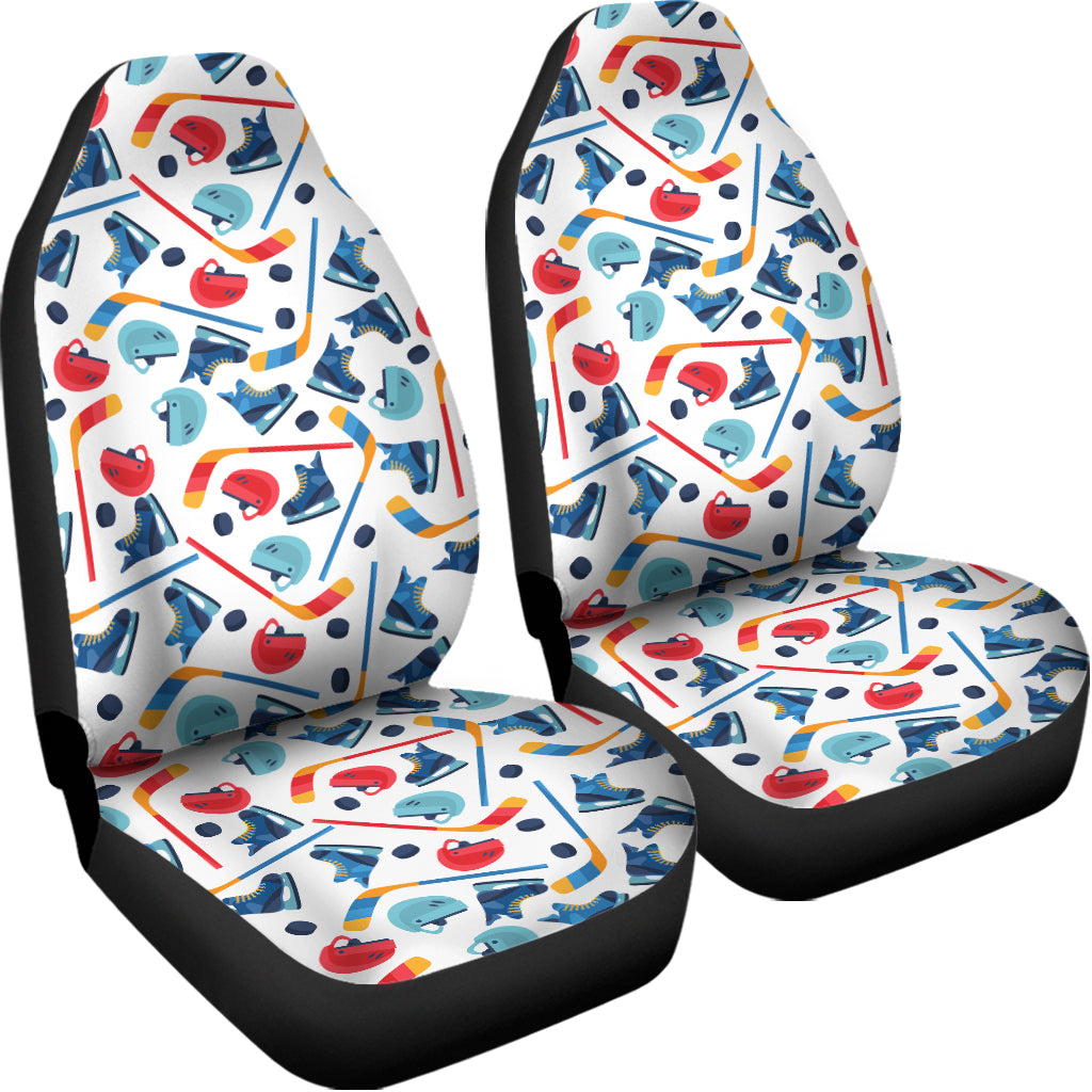 Hockey Equipment Pattern Print Universal Fit Car Seat Covers