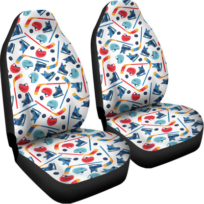 Hockey Equipment Pattern Print Universal Fit Car Seat Covers