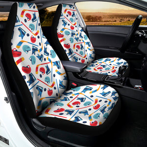Hockey Equipment Pattern Print Universal Fit Car Seat Covers