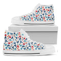 Hockey Equipment Pattern Print White High Top Sneakers