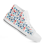Hockey Equipment Pattern Print White High Top Shoes