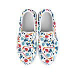 Hockey Equipment Pattern Print White Slip On Shoes