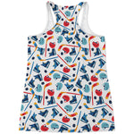 Hockey Equipment Pattern Print Women's Racerback Tank Top