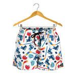 Hockey Equipment Pattern Print Women's Shorts