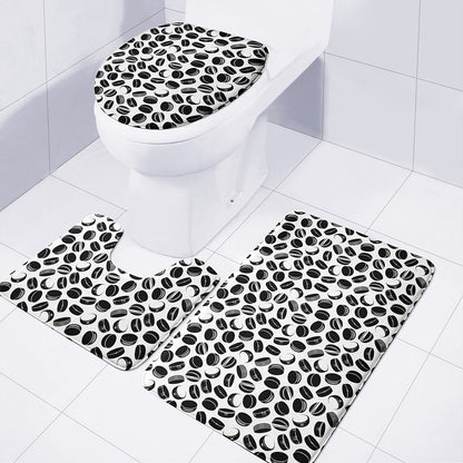 Hockey Puck Pattern Print 3 Piece Bath Mat Set